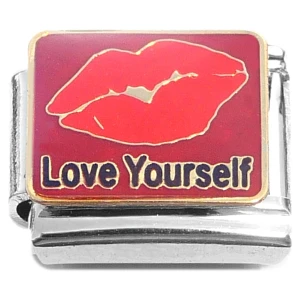 Love Yourself Lips Italian Charm