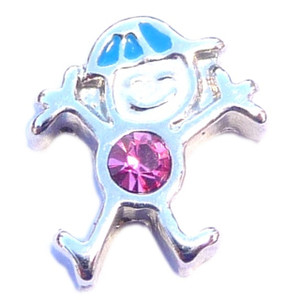 October Boy Silvertone Floating Locket Charm