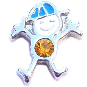 November Boy Silvertone Floating Locket Charm