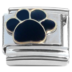 Big Black Animal Paw Italian Charm