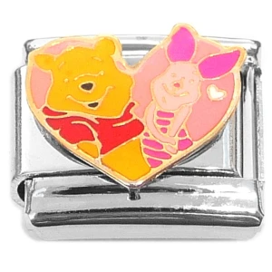 Pooh Piglet Heart Italian Charm