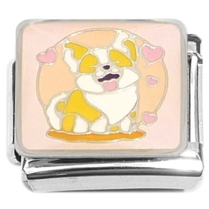 Cute Puppy Dog Pink Hearts Italian Charm