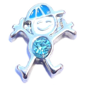 March Boy Silvertone Floating Locket Charm