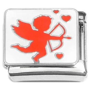 Red Cupid Bow Hearts Italian Charm