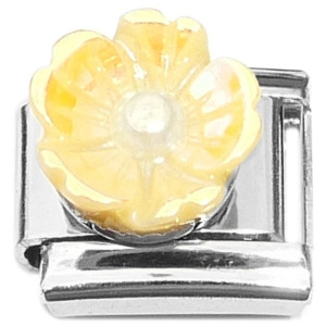 Raised Yellow Pearly Flower Italian Charm