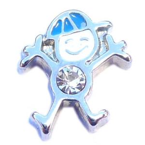 April Boy Silvertone Floating Locket Charm April Boy Silvertone Floating Locket Charm
