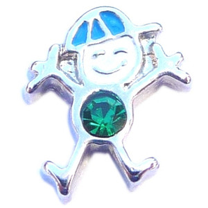 May Boy Silvertone Floating Locket Charm May Boy Silvertone Floating Locket Charm