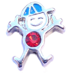July Boy Silvertone Floating Locket Charm July Boy Silvertone Floating Locket Charm