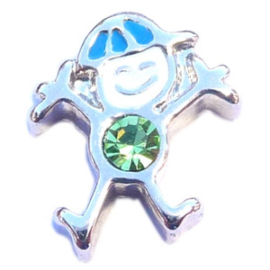 August Boy Silvertone Floating Locket Charm August Boy Silvertone Floating Locket Charm