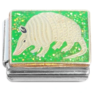 Armadillo on Green Italian Charm