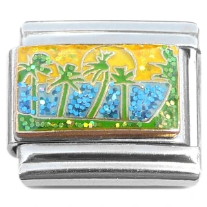 Palm Trees Sunshine Sparkle Ocean Italian Charm