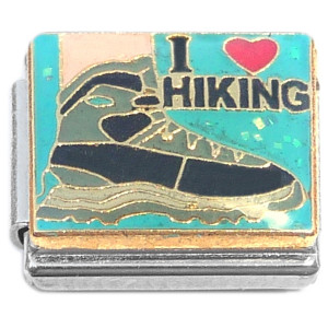 I Love Hiking Blue Italian Charm