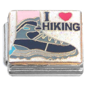 I Love Hiking White Italian Charm