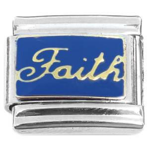 Faith Cursive Blue Italian Charm