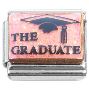 The Graduate Pink Sparkle Graduation Cap Italian Charm