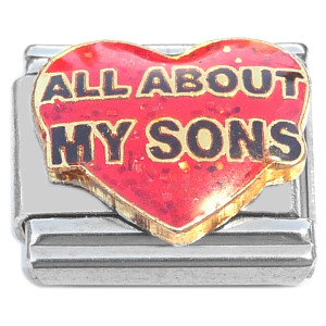 All About My Sons Red Heart Italian Charm