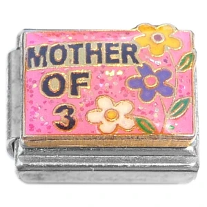 Mother of 3 Three Italian Charm