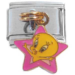 Tweety Bird Star Dangle Italian Charm