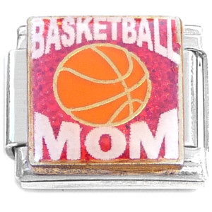 Basketball Ball Mom on Red Italian Charm