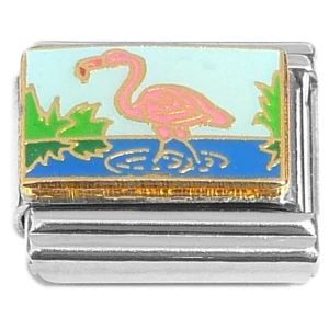 Flamingo Water Blue Sky Italian Charm