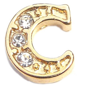 Fancy Goldtone Letter C Floating Locket Charm Fancy Goldtone Letter C Floating Locket Charm