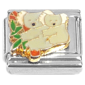 Koala Mom Baby Gray Italian Charm