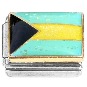 Bahamas Flag Glitter Sparkle Italian Charm