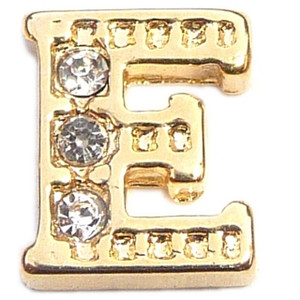 Fancy Goldtone Letter E Floating Locket Charm Fancy Goldtone Letter E Floating Locket Charm