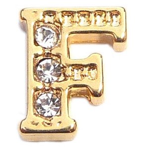 Fancy Goldtone Letter F Floating Locket Charm Fancy Goldtone Letter F Floating Locket Charm