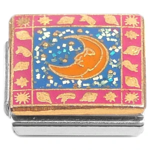 Moon Pink Blue Sparkles Italian Charm
