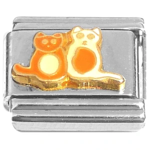Orange and White Cats Italian Charm