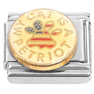 White My Cat is a Petriot Patriotic Italian Charm