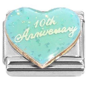Light Blue Tenth Anniversary 10th Italian Charm