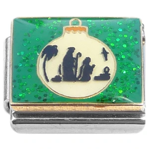 Mary Joseph Jesus Nativity Green Ornament Italian Charm
