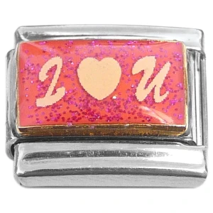 I Love You Pink Glitter Italian Charm