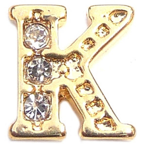 Fancy Goldtone Letter K Floating Locket Charm Fancy Goldtone Letter K Floating Locket Charm