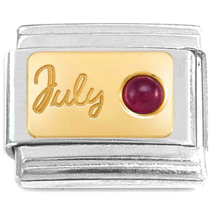 July Little Round Bling Italian Charm
