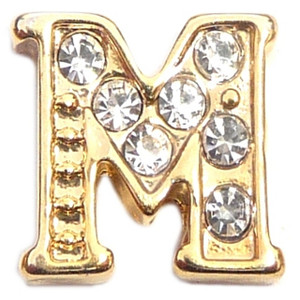 Fancy Goldtone Letter M Floating Locket Charm Fancy Goldtone Letter M Floating Locket Charm