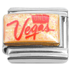 Only Vegas Red on White Glitter Italian Charm