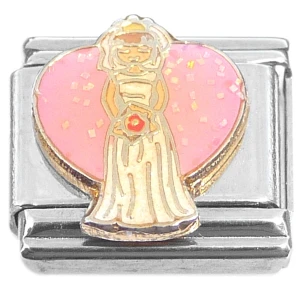 Bride Bouquet Pink Heart Italian Charm