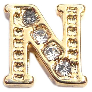 Fancy Goldtone Letter N Floating Locket Charm Fancy Goldtone Letter N Floating Locket Charm