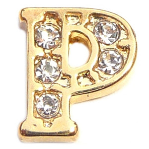 Fancy Goldtone Letter P Floating Locket Charm Fancy Goldtone Letter P Floating Locket Charm