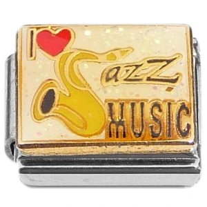 I Love Jazz Music Heart Italian Charms