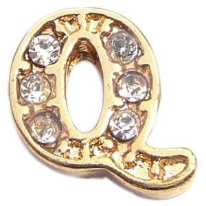 Fancy Goldtone Letter Q Floating Locket Charm Fancy Goldtone Letter Q Floating Locket Charm
