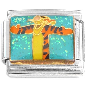 Cartoon Tigger Blue Glitter Italian Charms