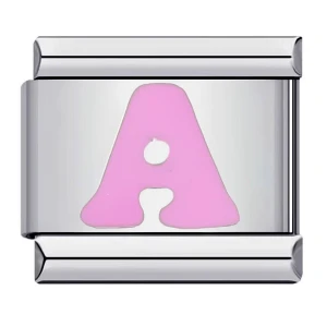 Pink Letter A Italian Charm