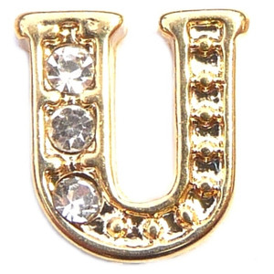 Fancy Goldtone Letter U Floating Locket Charm Fancy Goldtone Letter U Floating Locket Charm