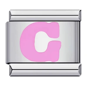 Pink Letter G Italian Charm