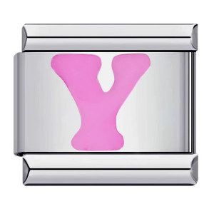 Pink Letter Y Italian Charm