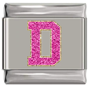 Sparkle Pink Letter D Italian Charm